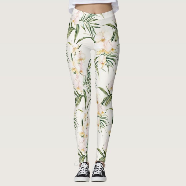 Tropische Blume Leggings (Vorderseite)