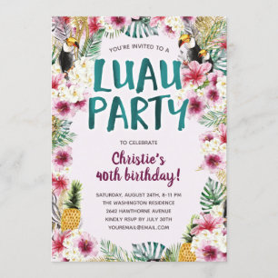Tropische Blume Luau Geburtstagsparty Einladung
