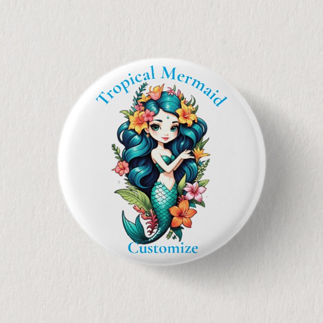 Tropische Blume Mermaid Thunder_Cove Button (Vorderseite)