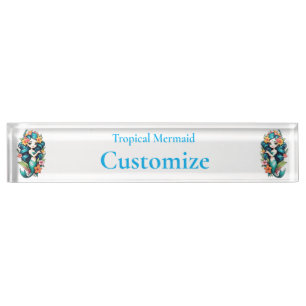 Tropische Blume Mermaid Thunder_Cove Namensplakette
