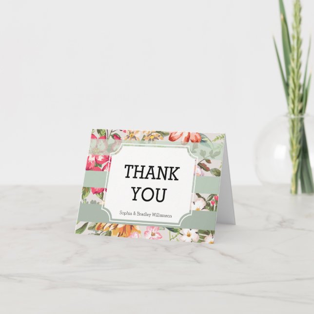 Tropische Blume Minzstreifen Danke (Vorderseite)