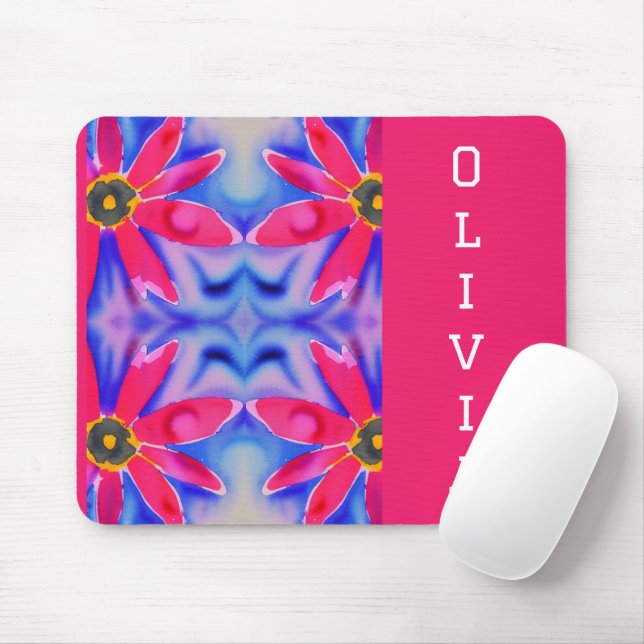 tropische Blume mit farbenfrohen Wasserfarben Mousepad (Mit Mouse)