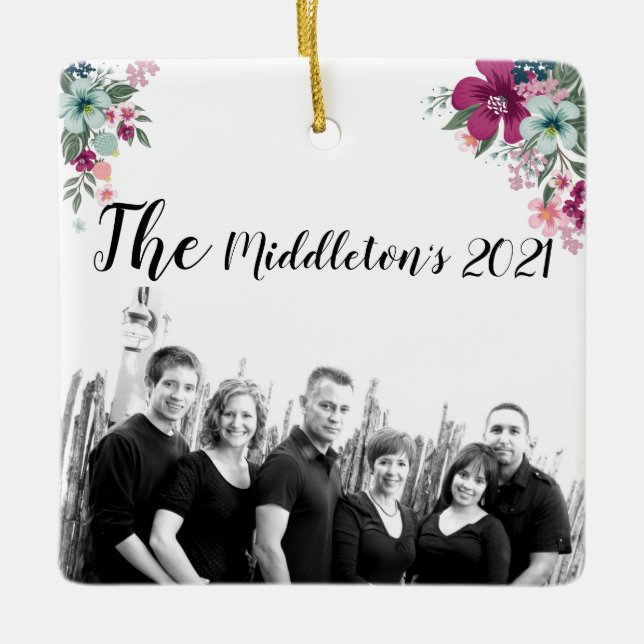 Tropische Blume mit personalisierten Ornamenten Keramikornament (Vorderseite)