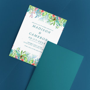 Tropische Blume mit Wasserfarbe Hochzeitsfeiern Einladung