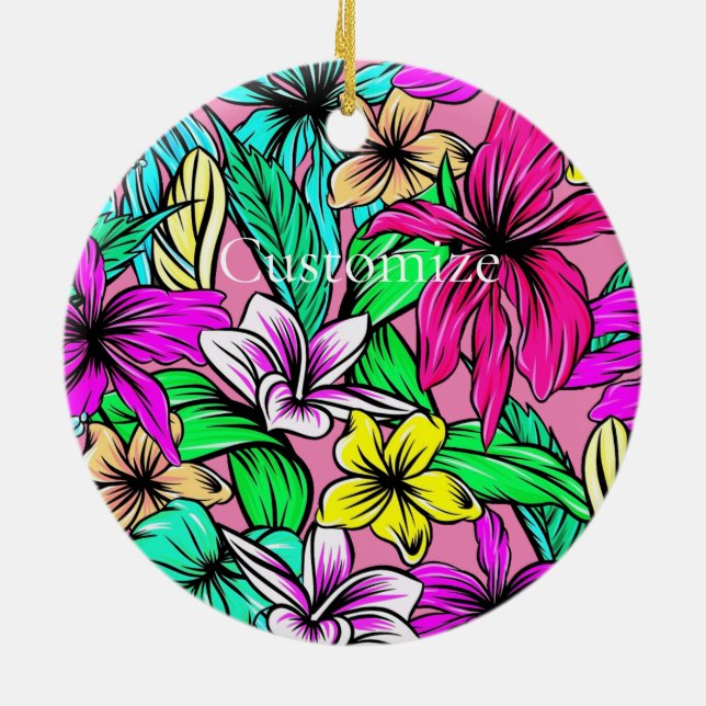 Tropische Blume Mix Thunder_Cove Keramik Ornament (Hinten)