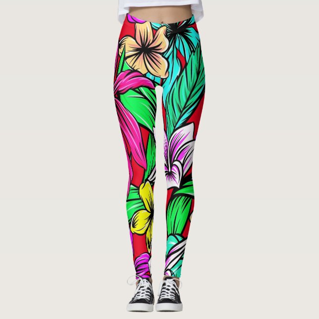 Tropische Blume Mix Thunder_Cove Leggings (Vorderseite)