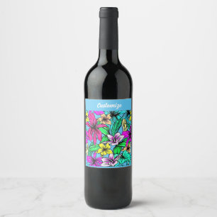 Tropische Blume Mix Thunder_Cove Weinetikett