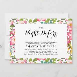 Tropische Blume   Moderne Hochzeitsprobe Dinner Einladung