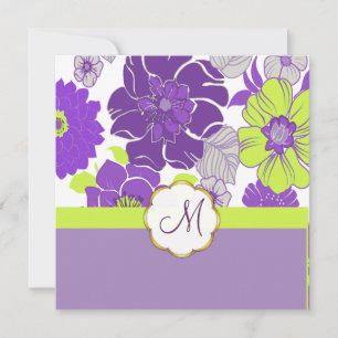 Tropische Blume + Monogramm, Einladungen