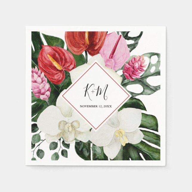 Tropische Blume Monstero Serviette (Vorderseite)