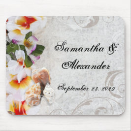 Tropische Blume/Muscheln Mousepad