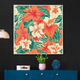 Tropische Blume Muster Hawaiianvibe Poster