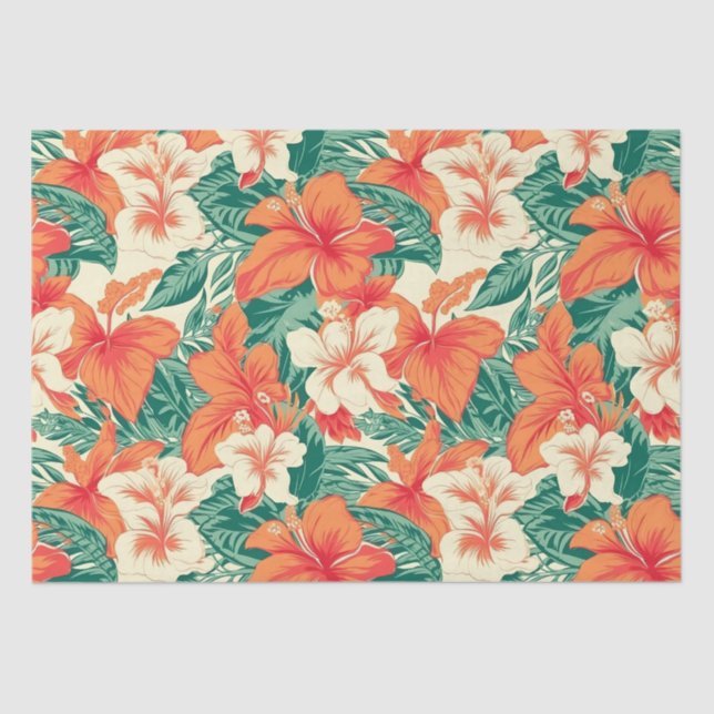 Tropische Blume Muster Hawaiianvibe Seidenpapier (Vorderseite)