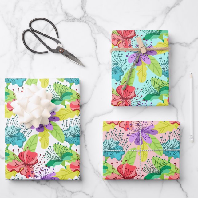 tropische Blume nahtlos Geschenkpapier Set (Vorderseite)