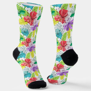 Tropische Blume nahtlose Mustersocken Socken