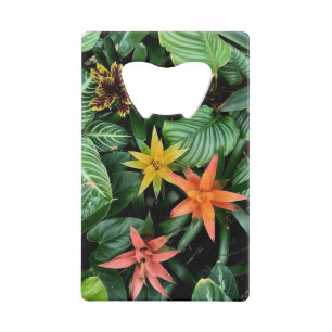 Tropische Blume, orange, gelb und rot Geldbeutel Flaschenöffner