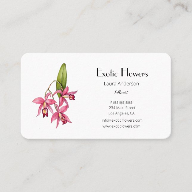 Tropische Blume Orchid Florist Business Card Visitenkarte (Vorderseite)