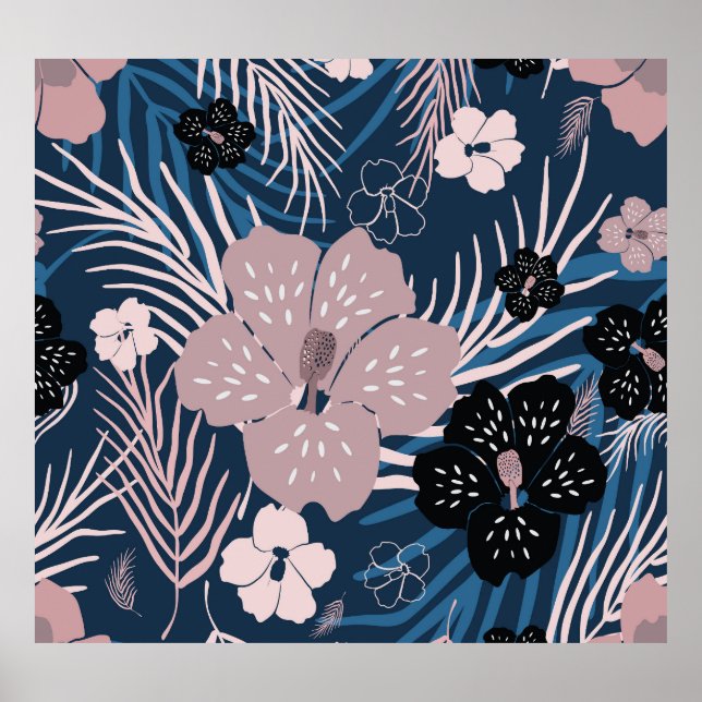 Tropische Blume Palm Blätter Textur Poster (Vorne)