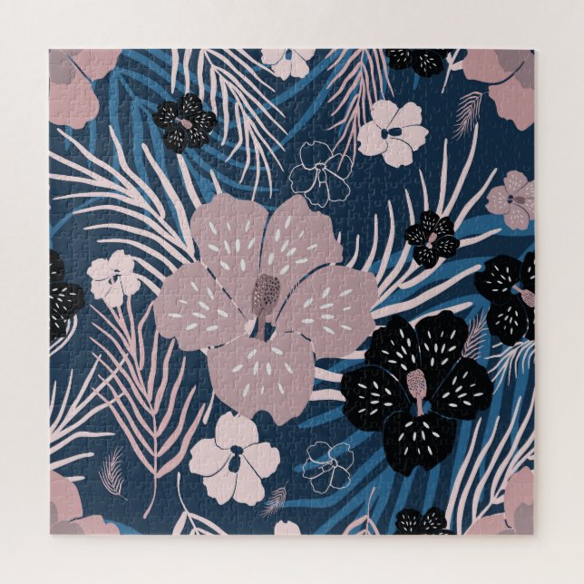 Tropische Blume Palm Blätter Textur Puzzle (Vertikal)