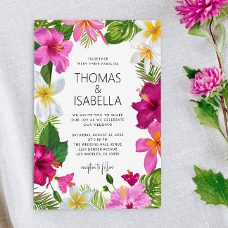 Tropische Blume | Palm Blätter Wedding Einladung