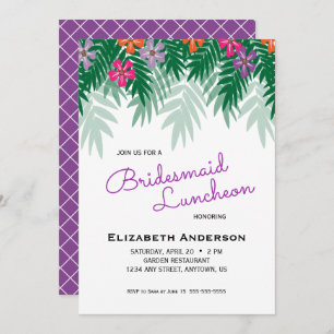 Tropische Blume & Palm Branch Bridesmaid Luncheon Einladung