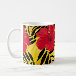 Tropische Blume Palmen Blätter, Vintage Muster. Kaffeetasse