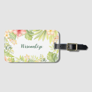 Tropische Blume Pastel Blumendesign personalisiere Gepäckanhänger