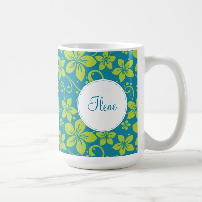 Tropische Blume personalisierte Umarmung Kaffeetasse (Rechts)