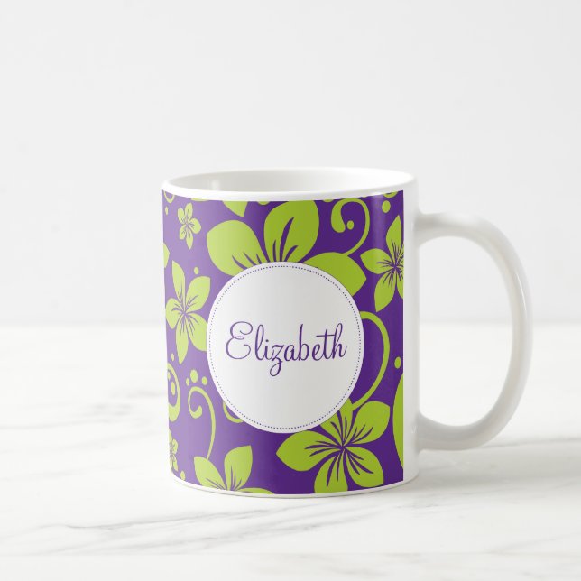 Tropische Blume personalisierte Umarmung Tasse (Rechts)
