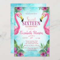 Tropische Blume Rosa Flamingos Sweet 16 Party