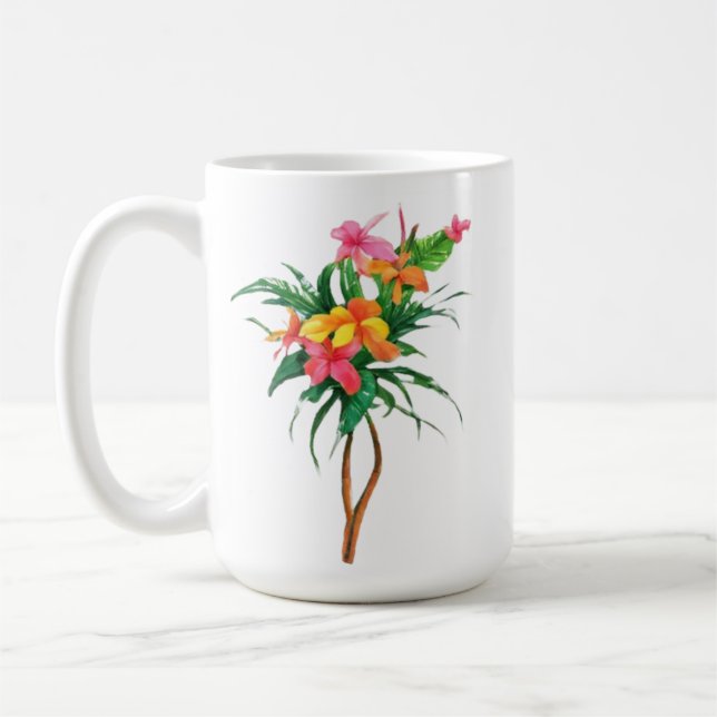 Tropische Blume rosa gelb Kaffeetasse (Links)