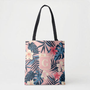 Tropische Blume rosa Monogramm