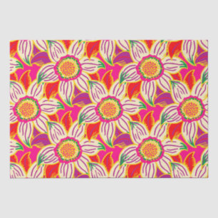 Tropische Blume Rosa Orangefarbenes Blatt Muster Seidenpapier