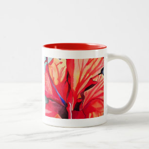 Tropische Blume Roter Hibiskus Aquarellkunst Zweifarbige Tasse