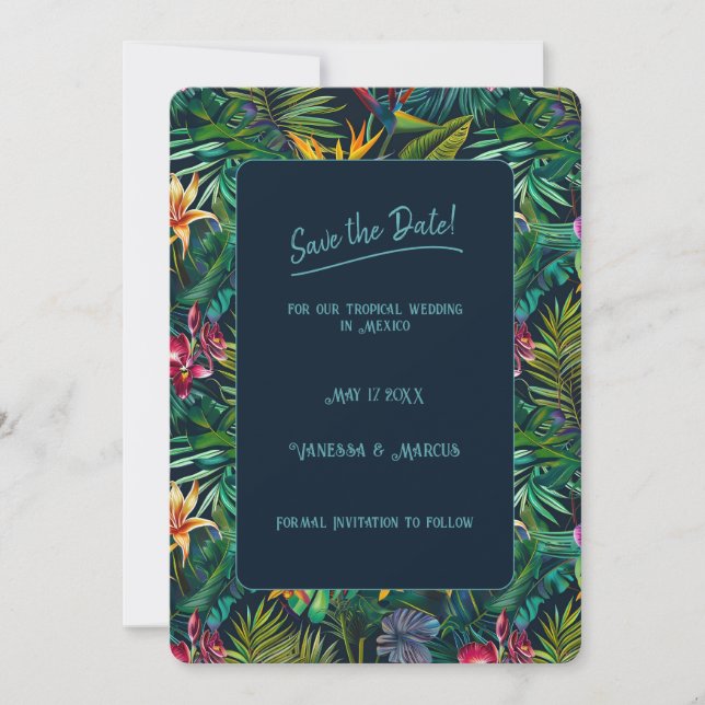 Tropische Blume Save the Date Einladung (Vorderseite)