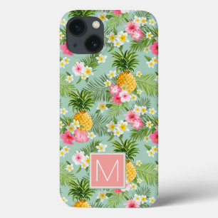 Tropische Blume und Ananas Anfänglich hinzufügen Case-Mate iPhone Hülle