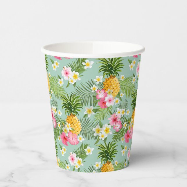 Tropische Blume und Ananas Pappbecher (Links)