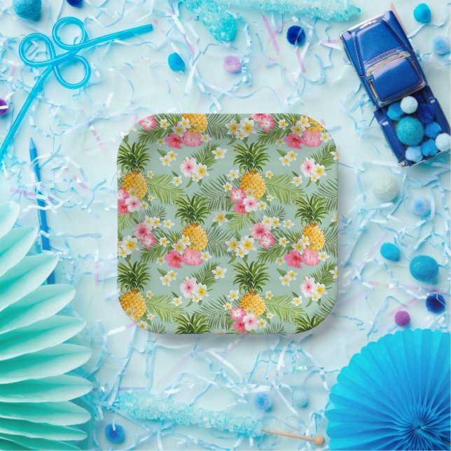 Tropische Blume und Ananas Pappteller (Party)
