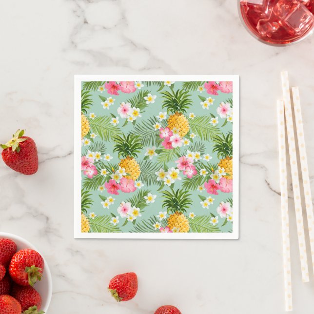 Tropische Blume und Ananas Serviette (Beispiel)