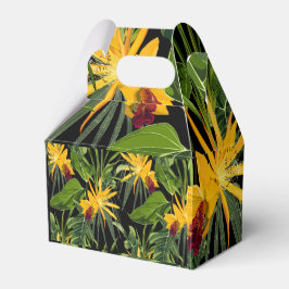 Tropische Blume und Blätter aus Palmen im Sommer. Geschenkschachtel