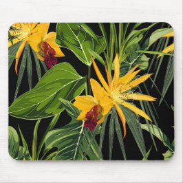 Tropische Blume und Blätter aus Palmen. Mousepad