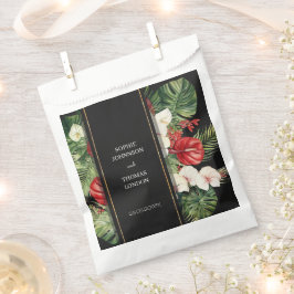 Tropische Blume und Blätter dunkle Aquarelle Hochz Geschenktütchen
