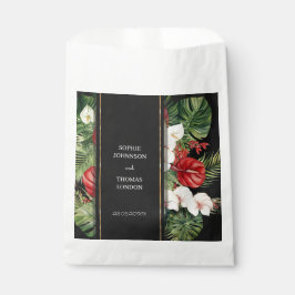 Tropische Blume und Blätter dunkle Aquarelle Hochz Geschenktütchen