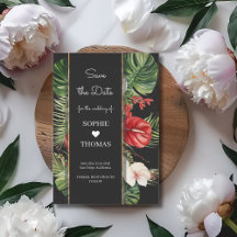 Tropische Blume und Blätter Dunkle Hochzeit