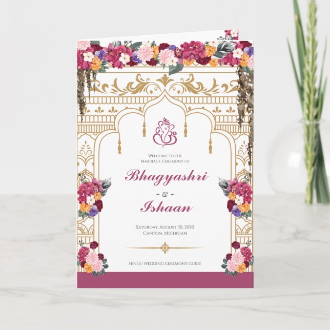 Tropische Blume und Blätter Hindufeier Programm (Vorderseite)