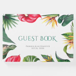Tropische Blume und Blätter Hochzeitsfeiern Gästebuch
