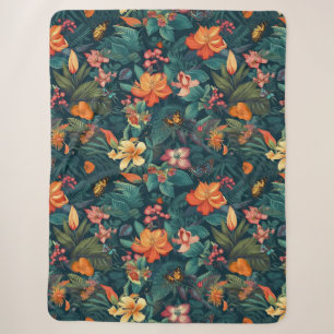 Tropische Blume und Blätter mit Schmetterlingen Sherpadecke