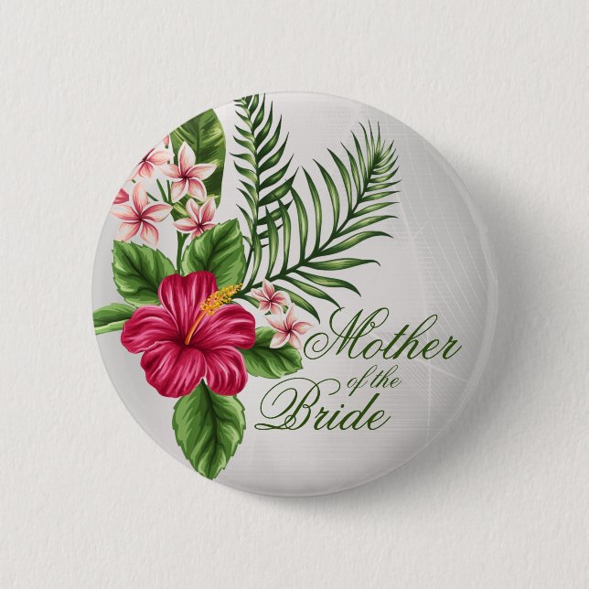 Tropische Blume und Blätter Mutter der Braut Button (Vorderseite)