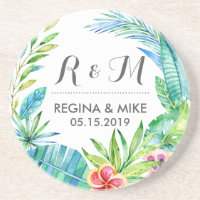 Tropische Blume und Blätter Wreath Spring Wedding