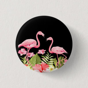 Tropische Blume und Flamingos-32146 Button